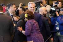 Congresswoman Amata greeting President Tsai with Speaker McCarthy