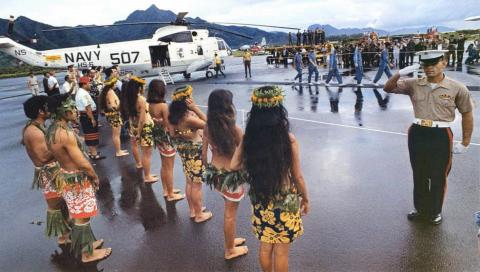 (NASA photo) Astronauts welcomed to American Samoa after the mission