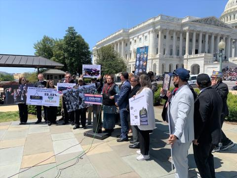 Amata at podium at House Triangle for press conference