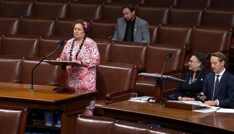Amata speaking on House floor for passage of her South Pacific Tuna Treaty Act