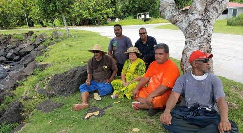 Amata with farmers in Ta'u in the Manu'a Islands 
