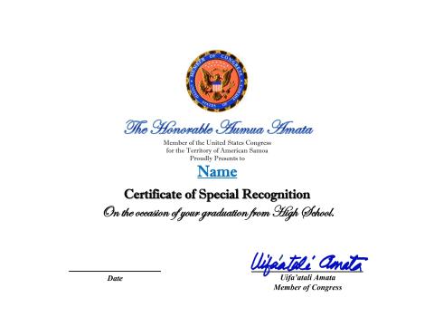 Certificate for 10 years honoring graduates