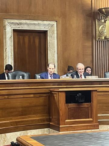 Chairman Wyden and Vice Chairman Risch conducting the legislative hearing including Amata's bill