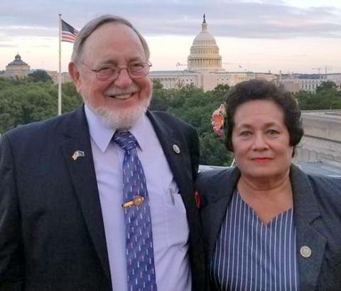 Dean of the House Young and Congresswoman Amata pictured in front of the US Capitol
