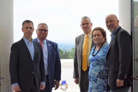 L to R - HVAC Members of Congress Jim Banks, Ranking Member Mike Bost, Matt Rosendale, Vice Ranking Member Amata and Chip Roy.