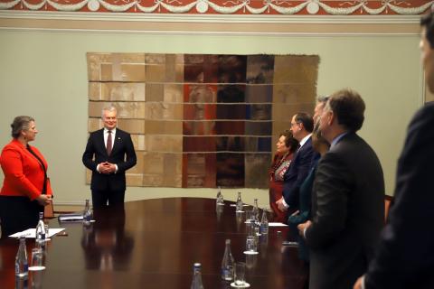 President Gitanas Nauseda speaking with the CODEL