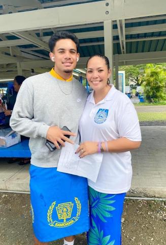 Prodieus Lutu-Fuga pictured with his mother