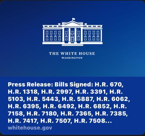 WH bills signed