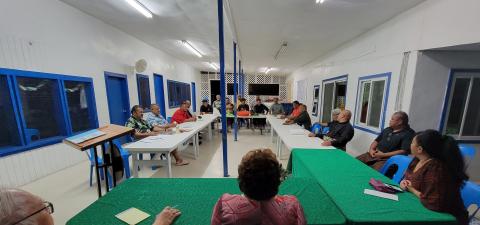 A town hall in February