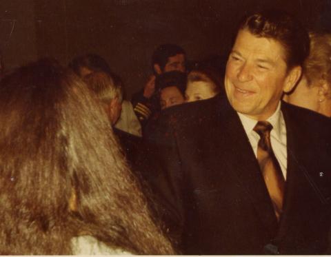 Amata speaking with President Reagan in 1985 at his inauguration