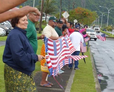 Amata with Veterans in wave on Veterans Day a few years ago