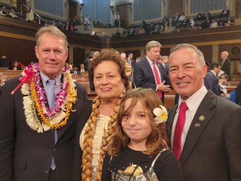 Congresswoman Amata and her granddaughter with Congressman Moylan of Guam and Congressman Ed Case of Hawaii