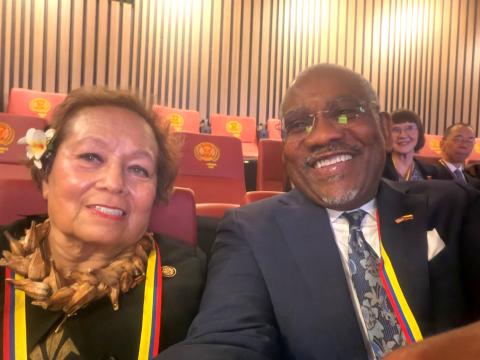 Congresswoman Amata and Ranking Member Meeks at the ceremonies in Colombia