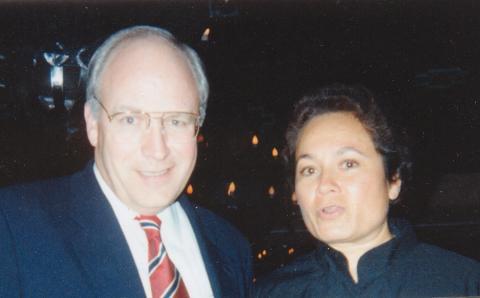 Congresswoman Amata speaking with Vice President Cheney