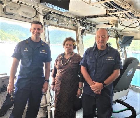 Congresswoman Amata with Admiral Michael Day, Commander of the 14th District, and the CGC Juniper’s commanding officer Lt. Commander Timothy Bonner