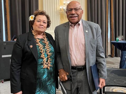 Congresswoman Uifa'atali Amata and Prime Minister of Fiji Sitiveni Rabuka