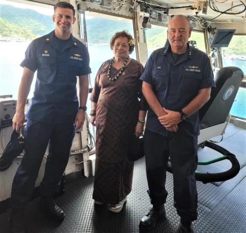 L to R - Lt Cmdr Bonner, Congresswoman Amata, ADM Day