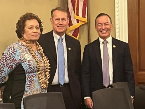 Members of Congress Amata, Ed Case of Hawaii, and James Moylan of Guam