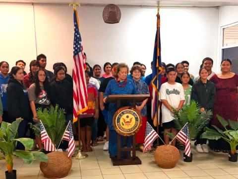 Reading the Declaration of Independence with Tafuna students