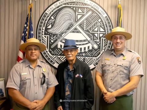 Recent ASG photo with Park Liaison Pua Tuaua, Lt Governor Pulumataala, and Park Superintendent Paul PT Lathrop