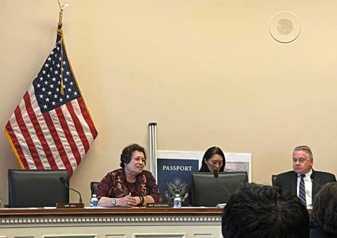 Rep. Amata with Chairman Smith in a hearing titled Children Are Not for Sale – Global Efforts to Address Child Trafficking
