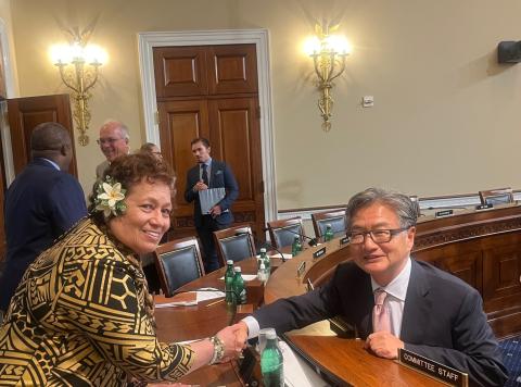 Task Force Chairman Amata greeting US Special Envoy Joseph Yun