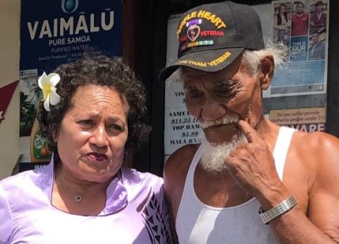 Amata talking to Purple Heart Veteran Fanuatanu Mamea