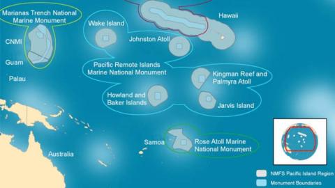 Map of Current National Monument Sites in the Western Pacific