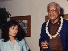 Amata (approximately 1983) at Government House at Maugaoali'i with Fiji's first Prime Minister and later President H.E. Ratu Sir Kamisese Mara