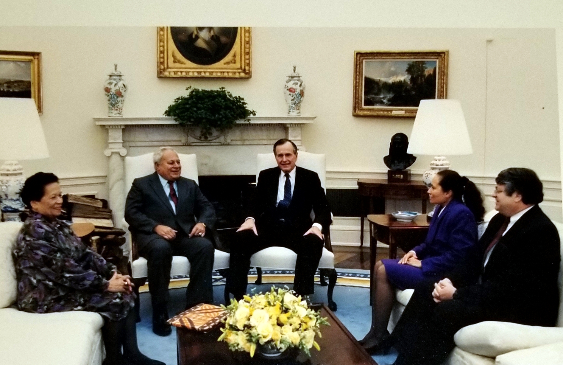 Amata and family in the Oval Office with President Bush