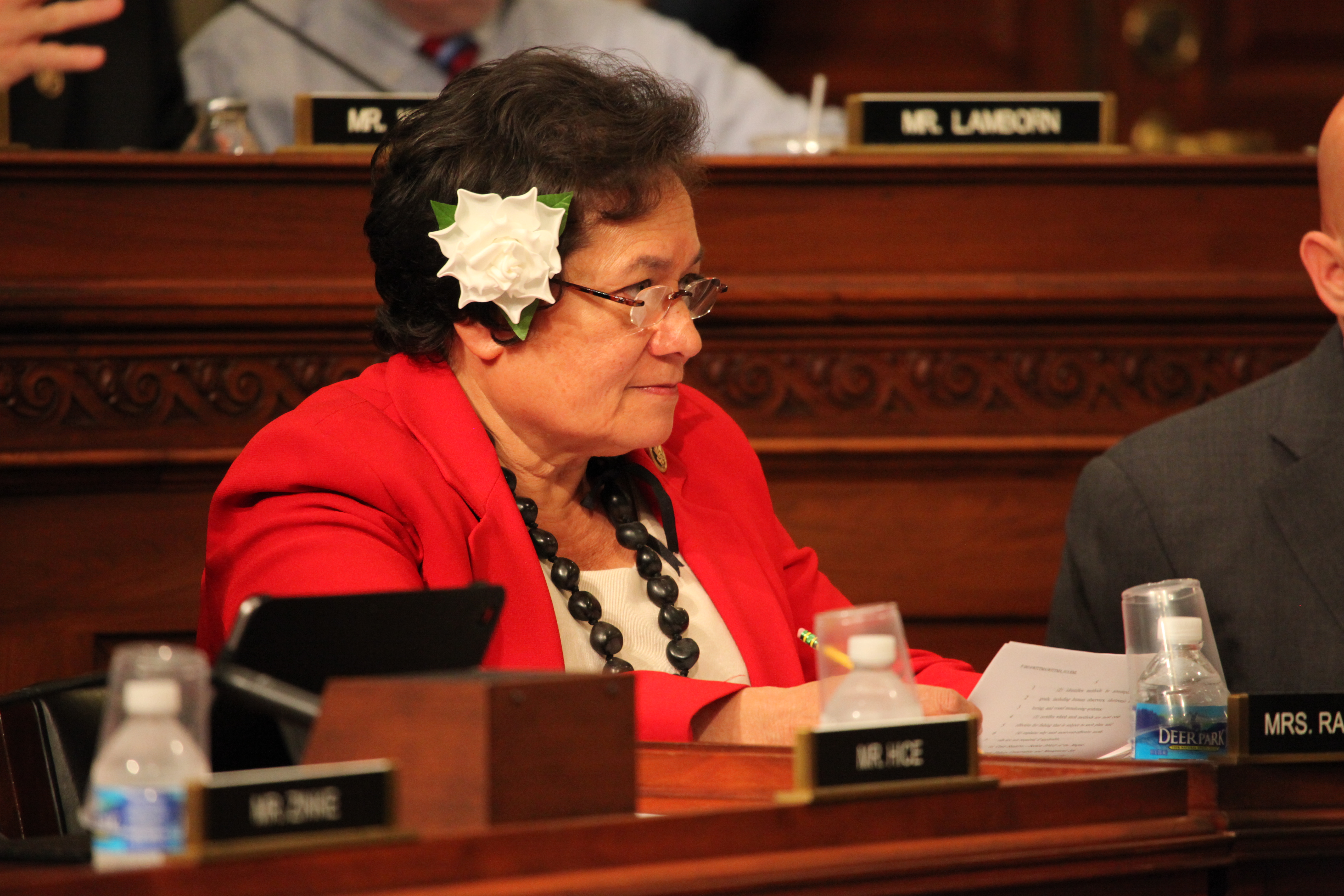 Congresswoman Aumua Votes during the Magnuson-Stevens Markup (Photo courtesy of the U.S. House Natural Resources Committee)
