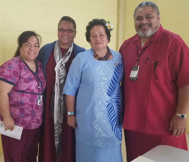 Congresswoman with Johnny Mapu (Patient Advocate &amp; Readjustment Counselor), Filomena Lefiti (PSA) and Corabelle Tusiofo (RN)