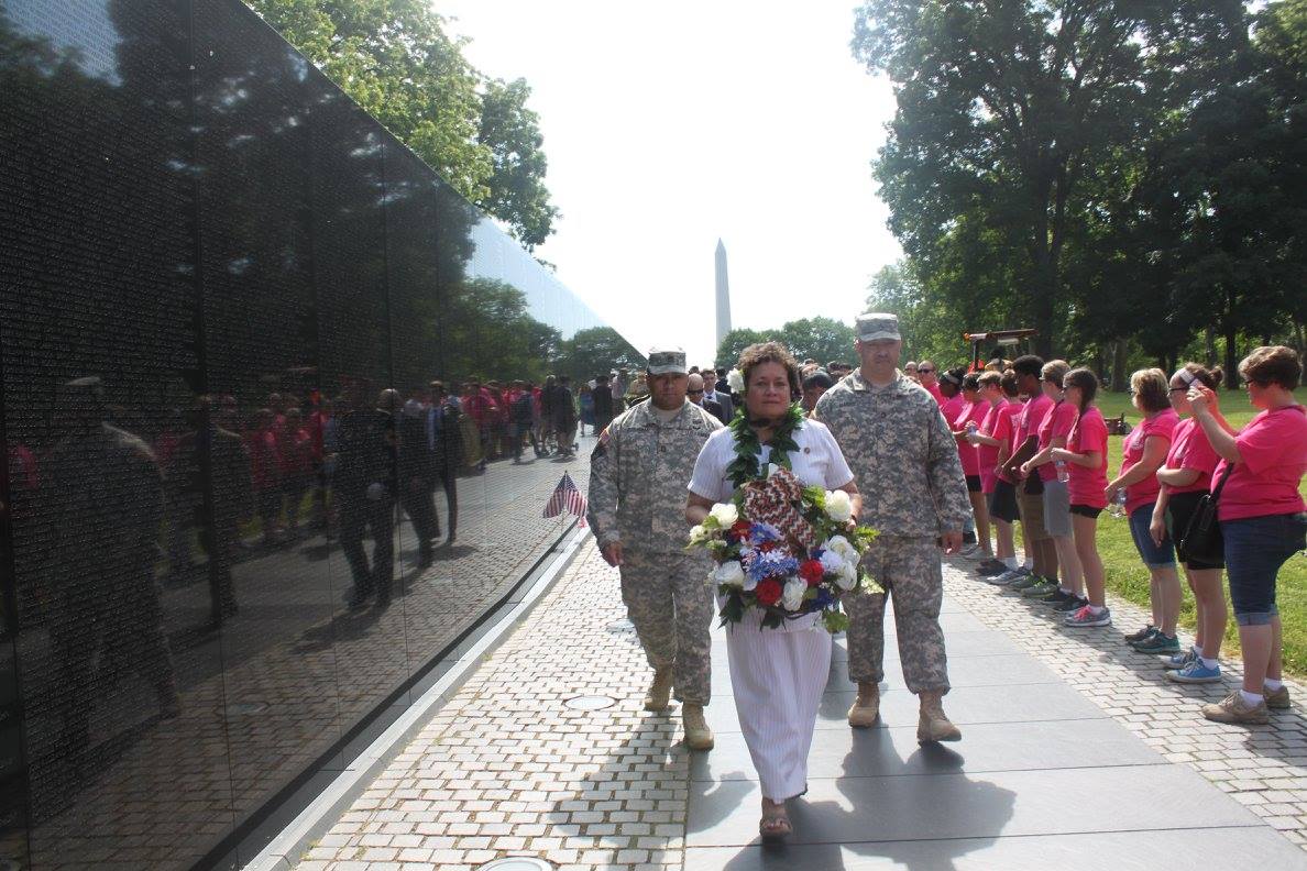  Amata with Wreath and Soldiers at Vietnam War Memorial.