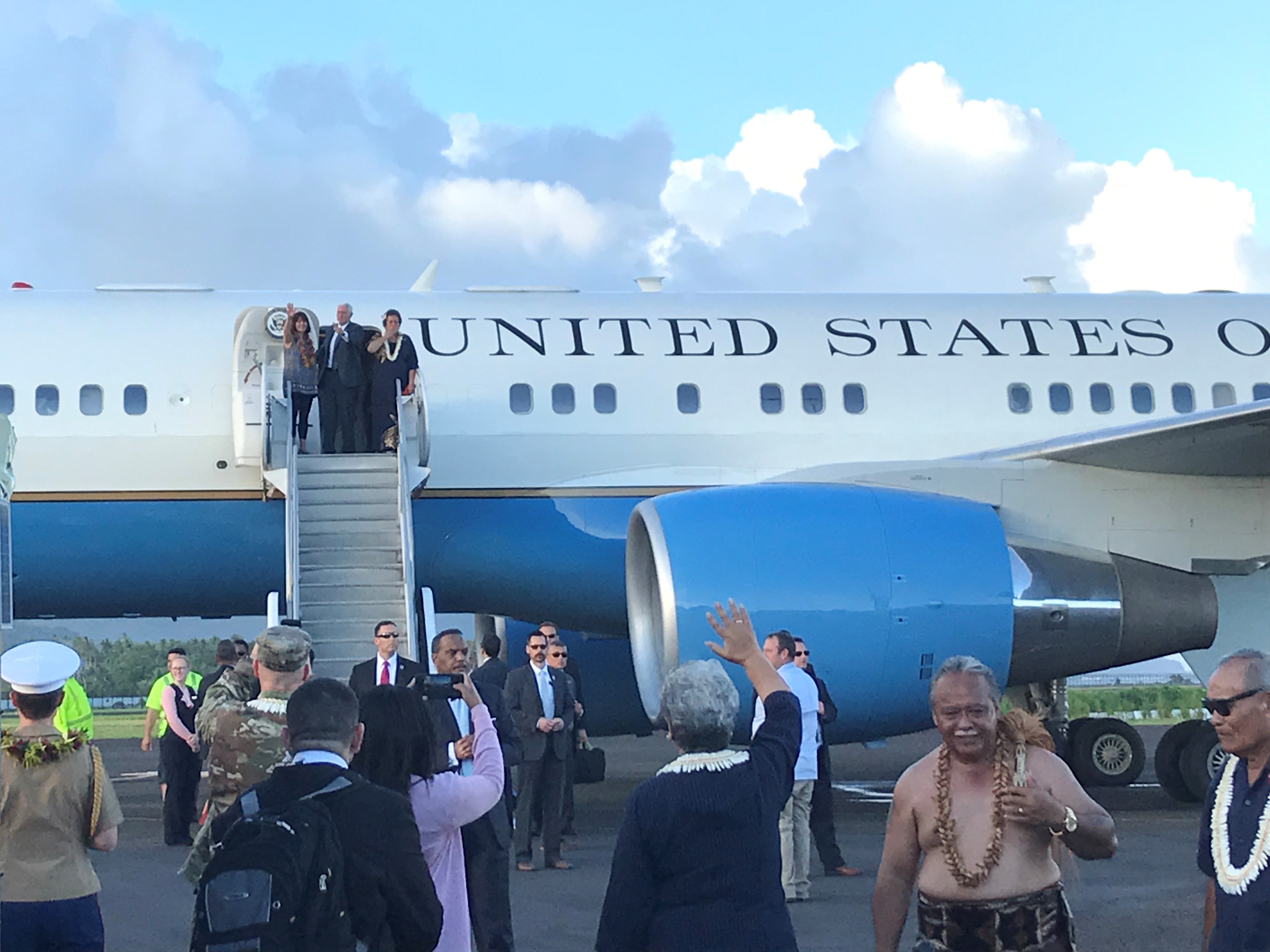 Amata, Pence waving goodbye