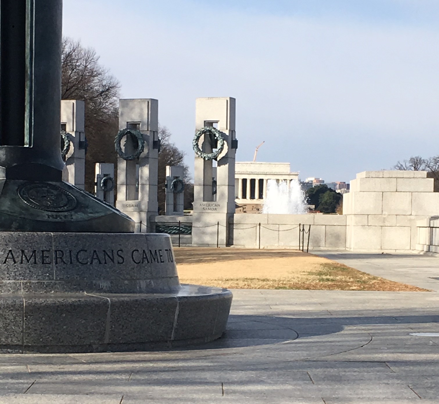 American Samoa and Guam pillars at National WWII Memorial on 29 November 2018
