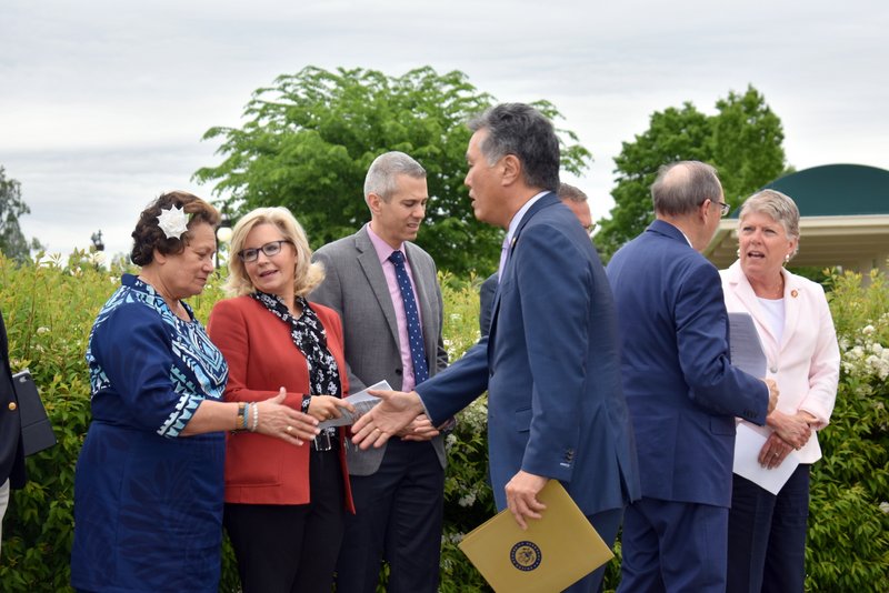 Congresswoman Amata and Chairman Takano greeting