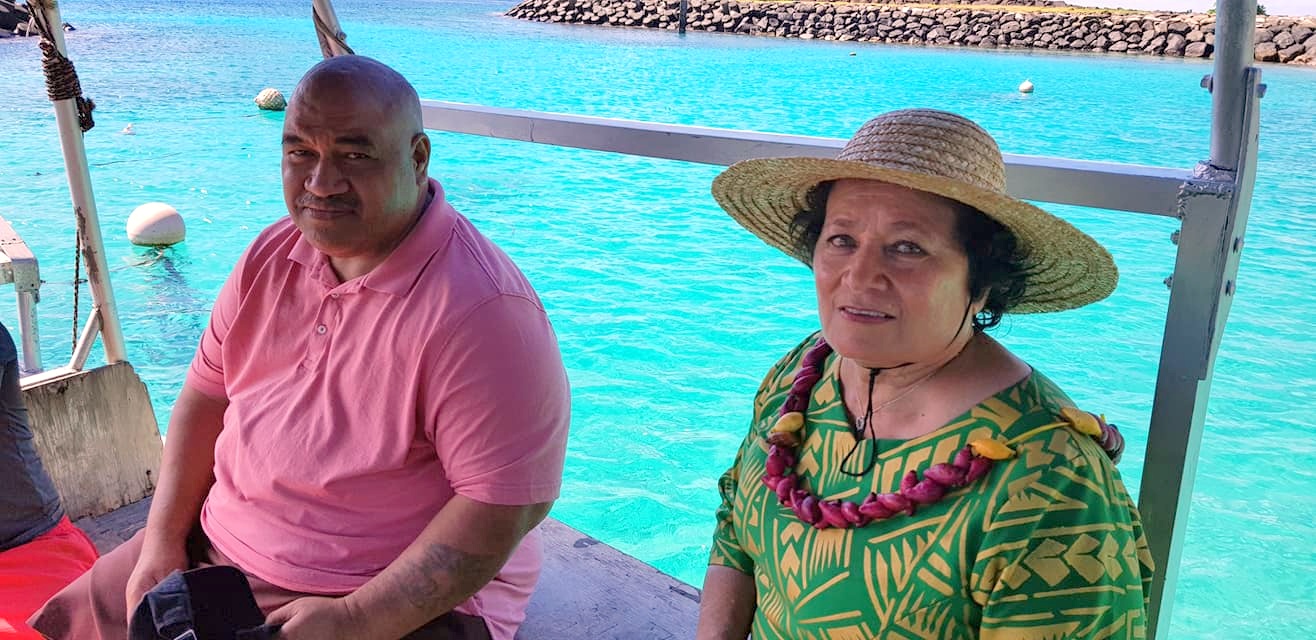 Congresswoman Amata with Steve Vaiau the congressional office's field representative in Aunu'u 