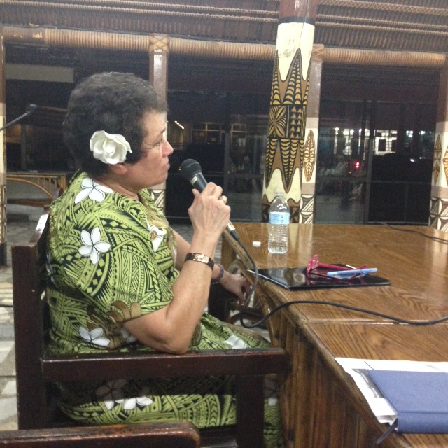 Amata speaks to town hall 