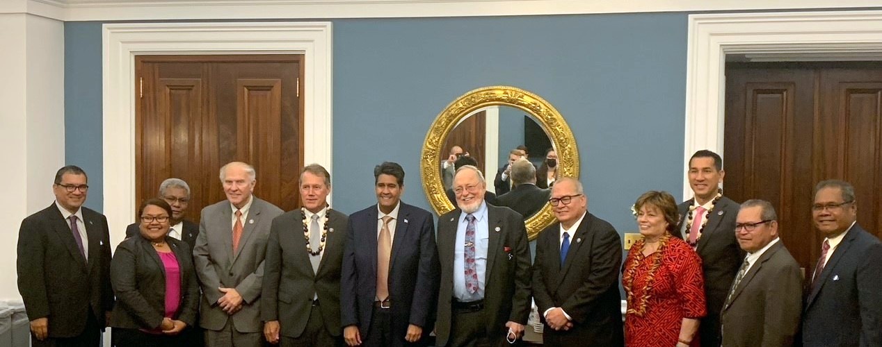 Members of the Pacific Islands Caucus with the delegation from the Republic of Palau