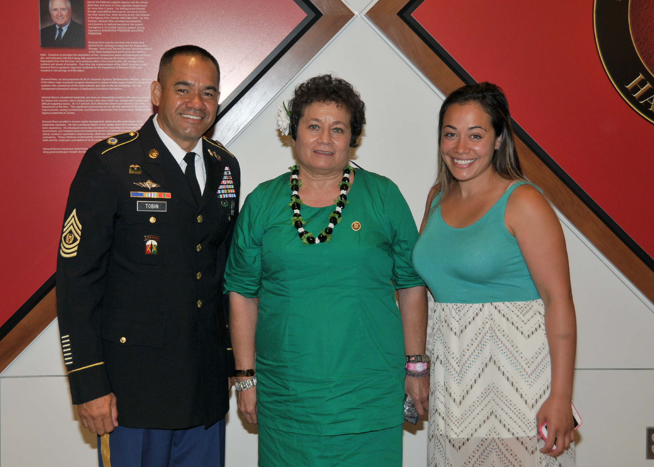 CSM Charles Tobin, his daughter and Aumua Amata at the ceremony
