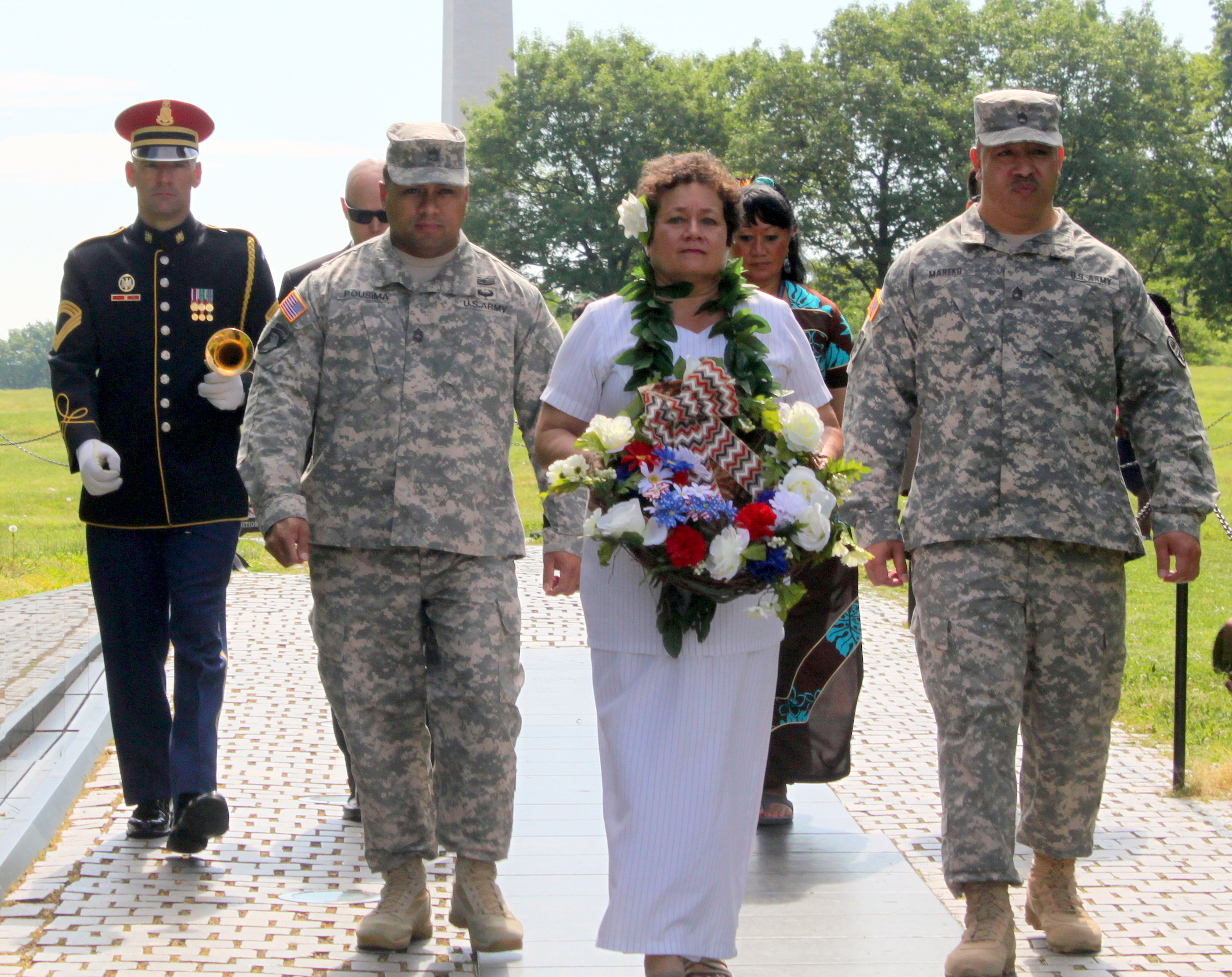 Amata walking with wreath