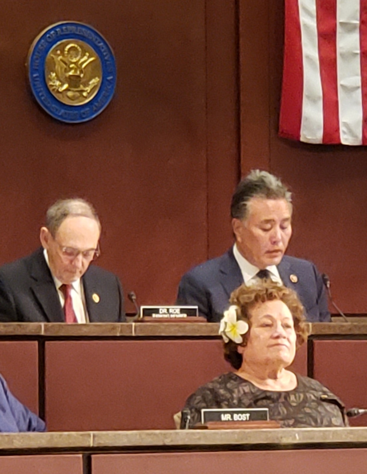 Congresswoman Amata, Ranking Member Dr. Roe and Chairman Mark Takano in Veterans' Committee