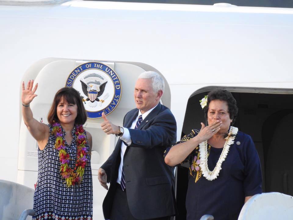 Amata and VP Pence Boarding plane in AS