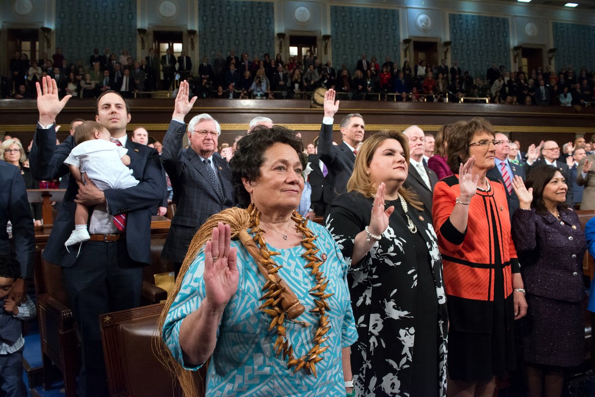 Congresswoman Amata and colleagues taking the oath to the Constitution on the first day of the 116th Congress