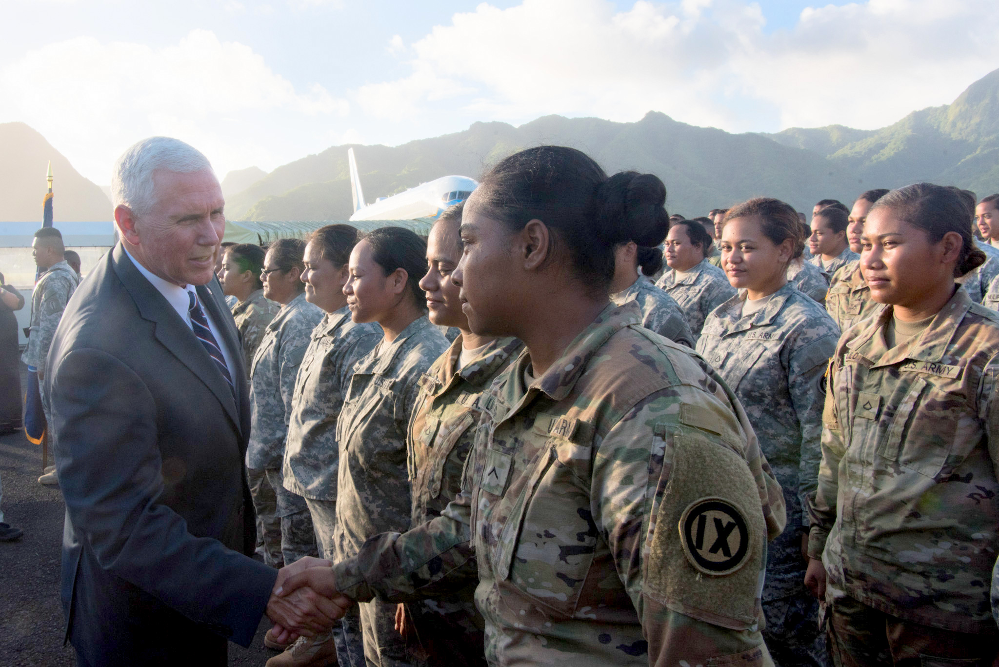 Vice President Pence greeting the Army Reserve in American Samoa