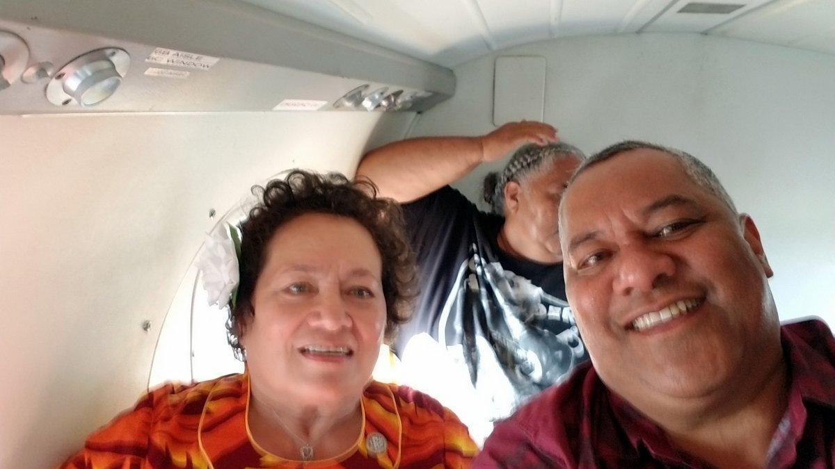 Congresswoman Aumua and Lt Governor Lemanu on a recent flight to Manu'a