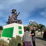 At the Coastwatchers Memorial in Honiara - Uifa’atali Peter T. Coleman served in Solomon Islands during World War II aboard a ship assigned to the Army placing and supporting these Coastwatchers
