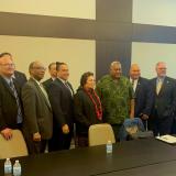 Amata and Governor Lemanu with advisors on fishing rights