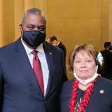 Congresswoman Amata and Secretary of Defense Austin at the US Capitol Rotunda (Dec. 9, 2021)