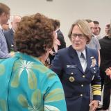 Congresswoman Amata speaking in July with ADM Linda Fagan, Commandant of the US Coast Guard